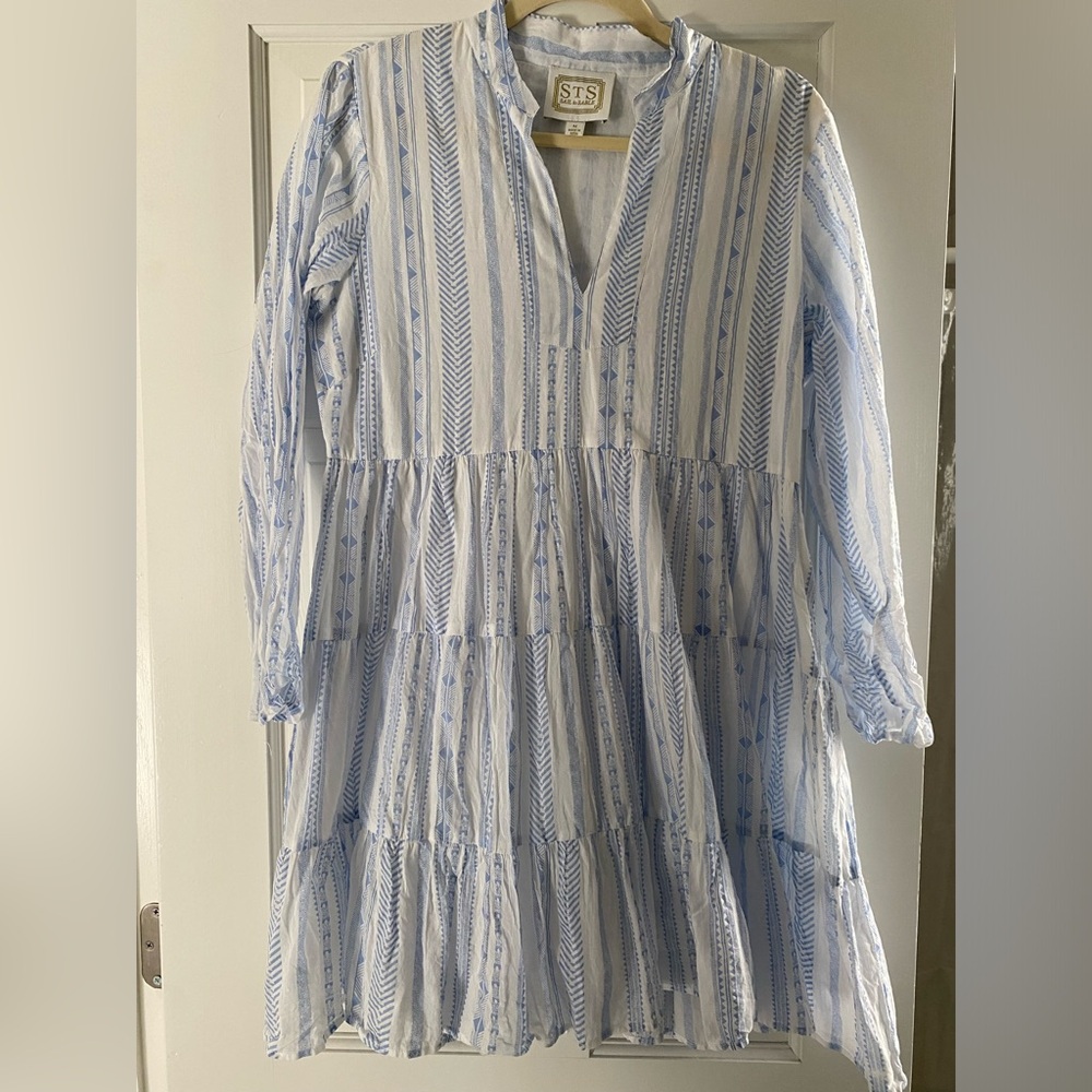 Sail to Sable Blue and White Striped Dress size M